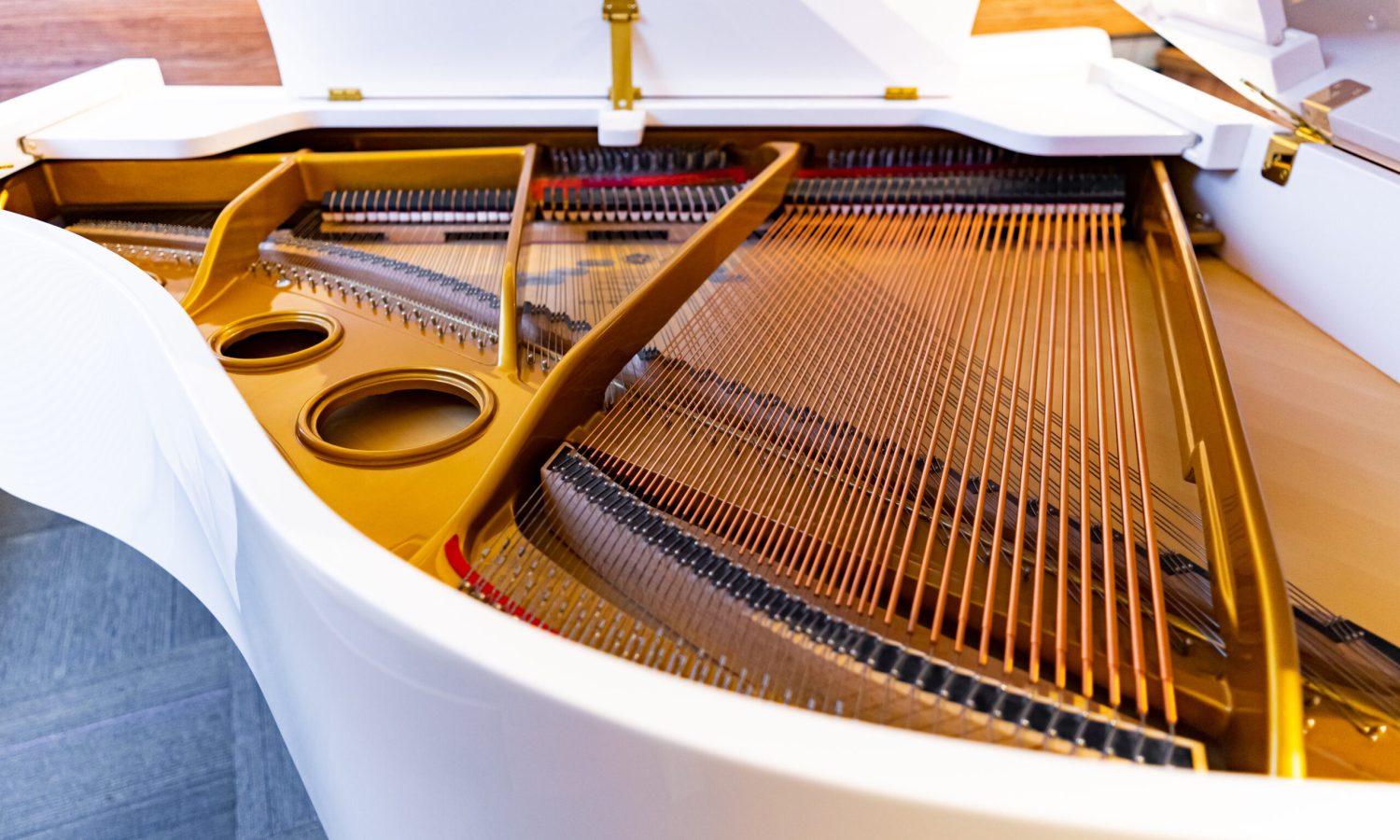 Cordes de piano et détails de marteau de l’intérieur Cordes de piano et détails de marteau de l'intérieur